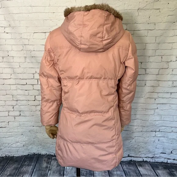 Basic House Korean Down Pink Puffer Fur Trim Hood Parka Jacket Size Small AS-IS - Picture 5 of 16